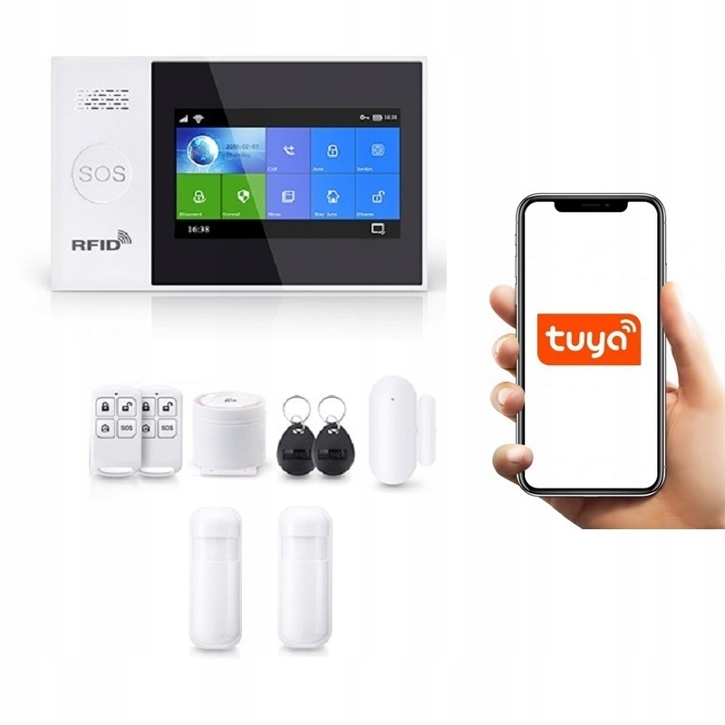 Bezdrôtová Alarmová Súprava s LCD 4,3" Gsm WiFi Tuya Smart Poľský 2xPIR