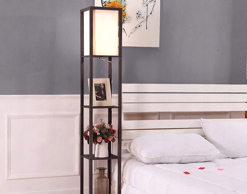 LAMPA STOJĄCA PODŁOGOWA PÓŁKA REGAŁ DO PRZECHOWYWANIA 2 BARWY + ŻARÓWKA Marka Zaxer