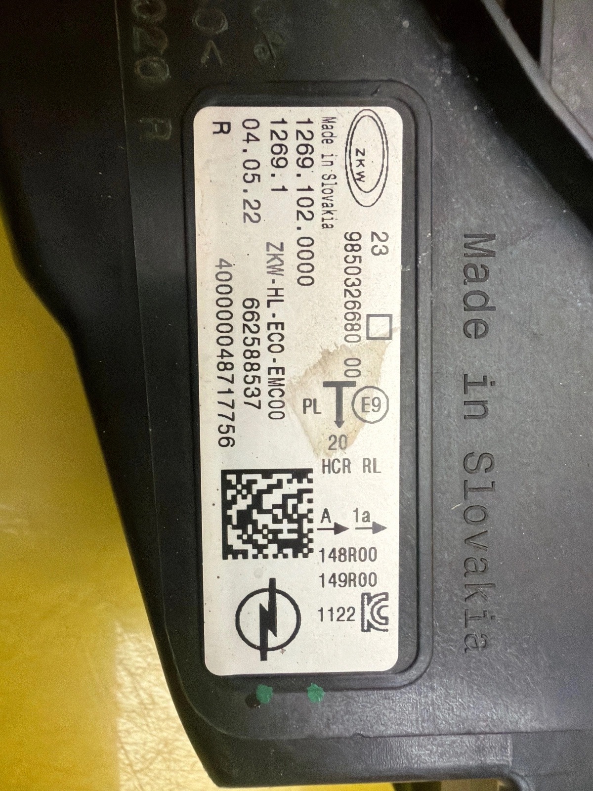 light right Opel Astra 6 VI L Full Led 9850326680