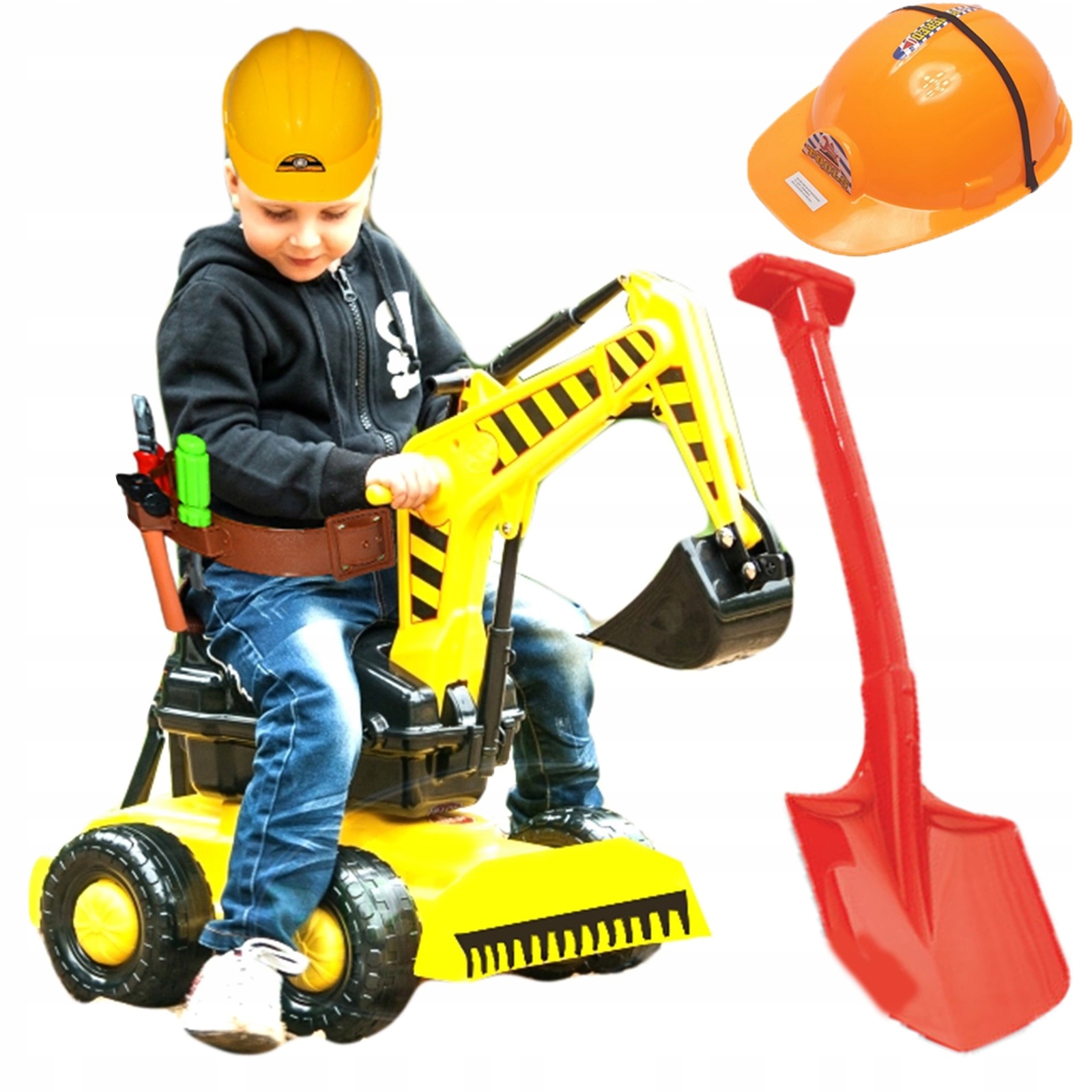 MEGA WIELKA KOPARKA JEŻDZIK +KASK + ŁOPATA