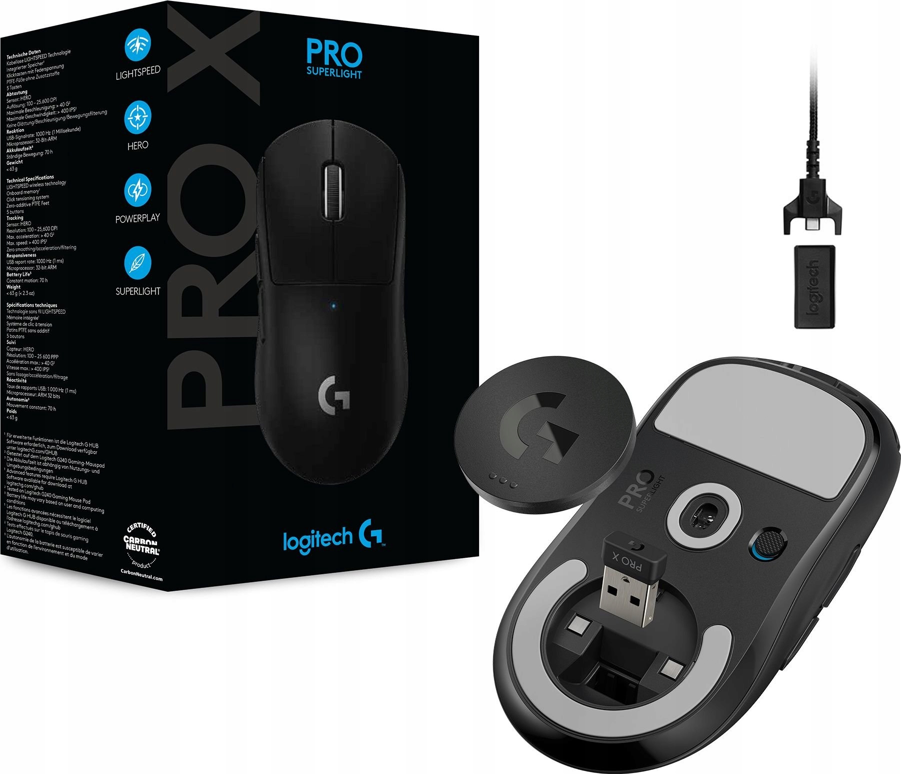 Logicool　Gpro Bezprzewodowa mysz do gier Logitech G PRO X 2 Superlight