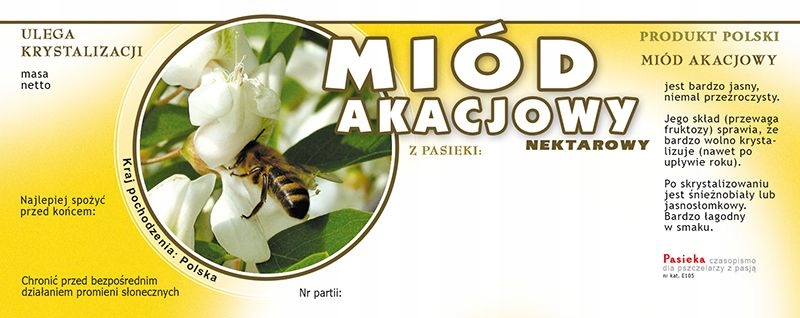 

EtykietY na miód akacjowy (100szt) - Wzór E105