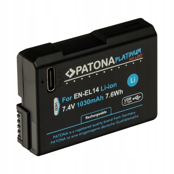 Akumulator Bateria do Nikon EN-EL14 D3100 D5100 P7000 z wejściem Usb-c