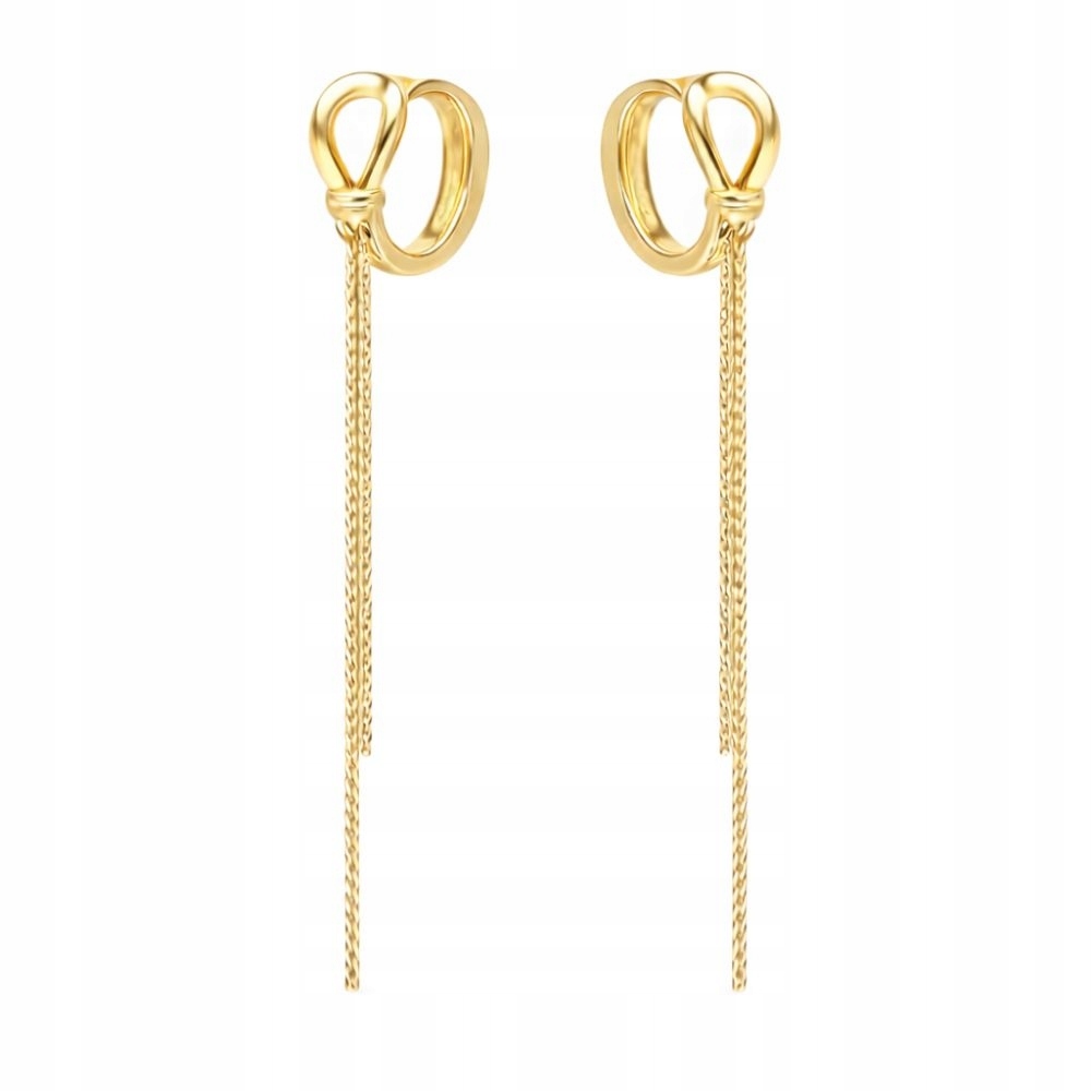 Kolczyki Srebrne Wiszące 925 Pozłacane Łańcuszki Podwójne Efektowne
