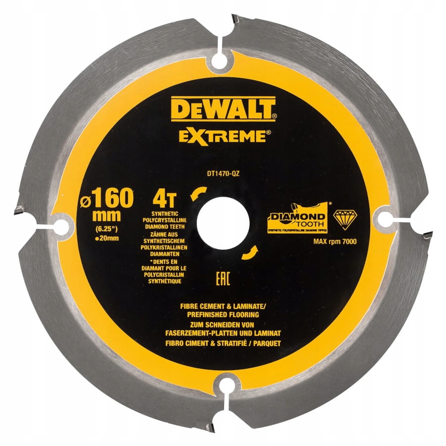 Tarcza pilarska z węglikiem spiekanym do włókno-cementu 160mm Dewalt DT1470