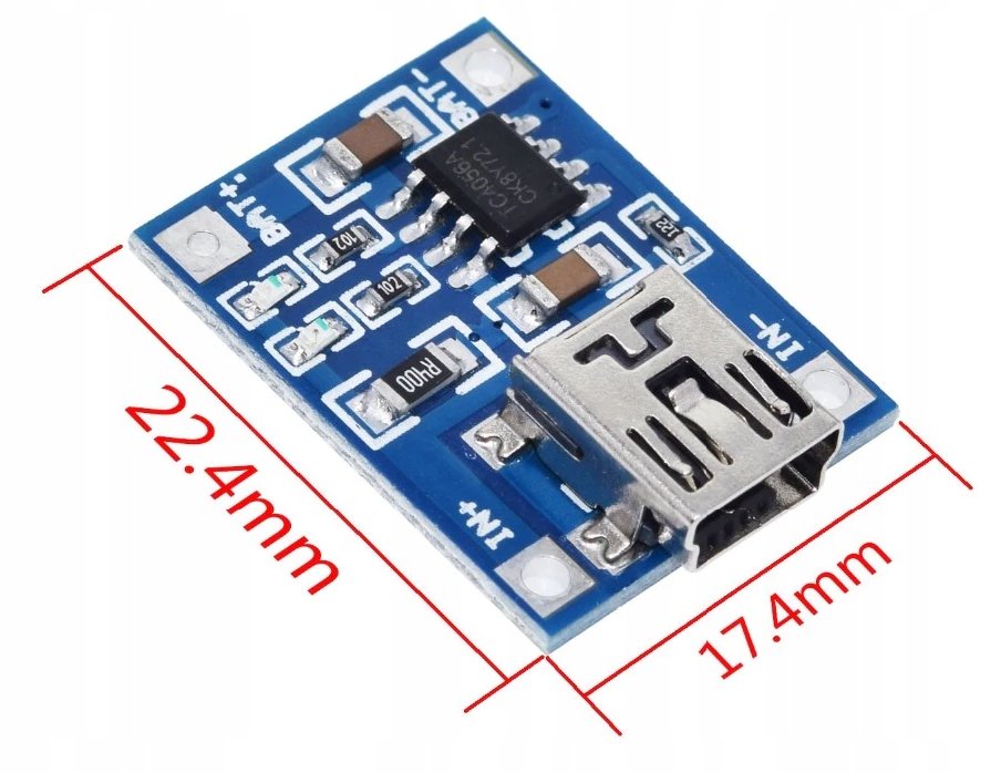 Moduł Ładowarka ogniw Li-Ion z TP4056 MINI USB 1A Model TP4056