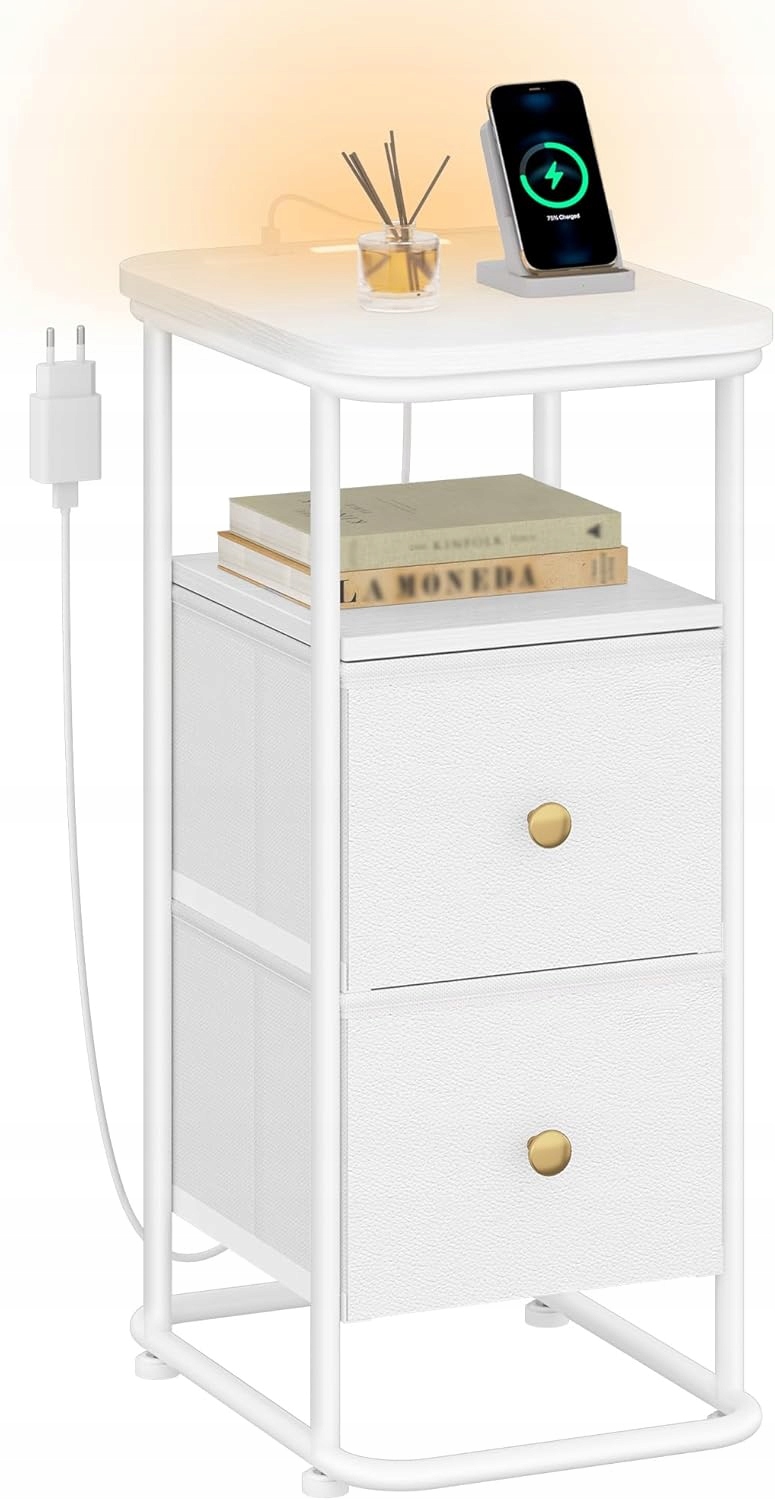 SZAFKA NOCNA Z LED I USB NOWOCZESNA I PRAKTYCZNA ELEGANCKA 35x24x60CM