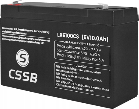 AKUMULATOR BATERIA 6V 10Ah BEZOBSŁUGOWY ZABAWEK