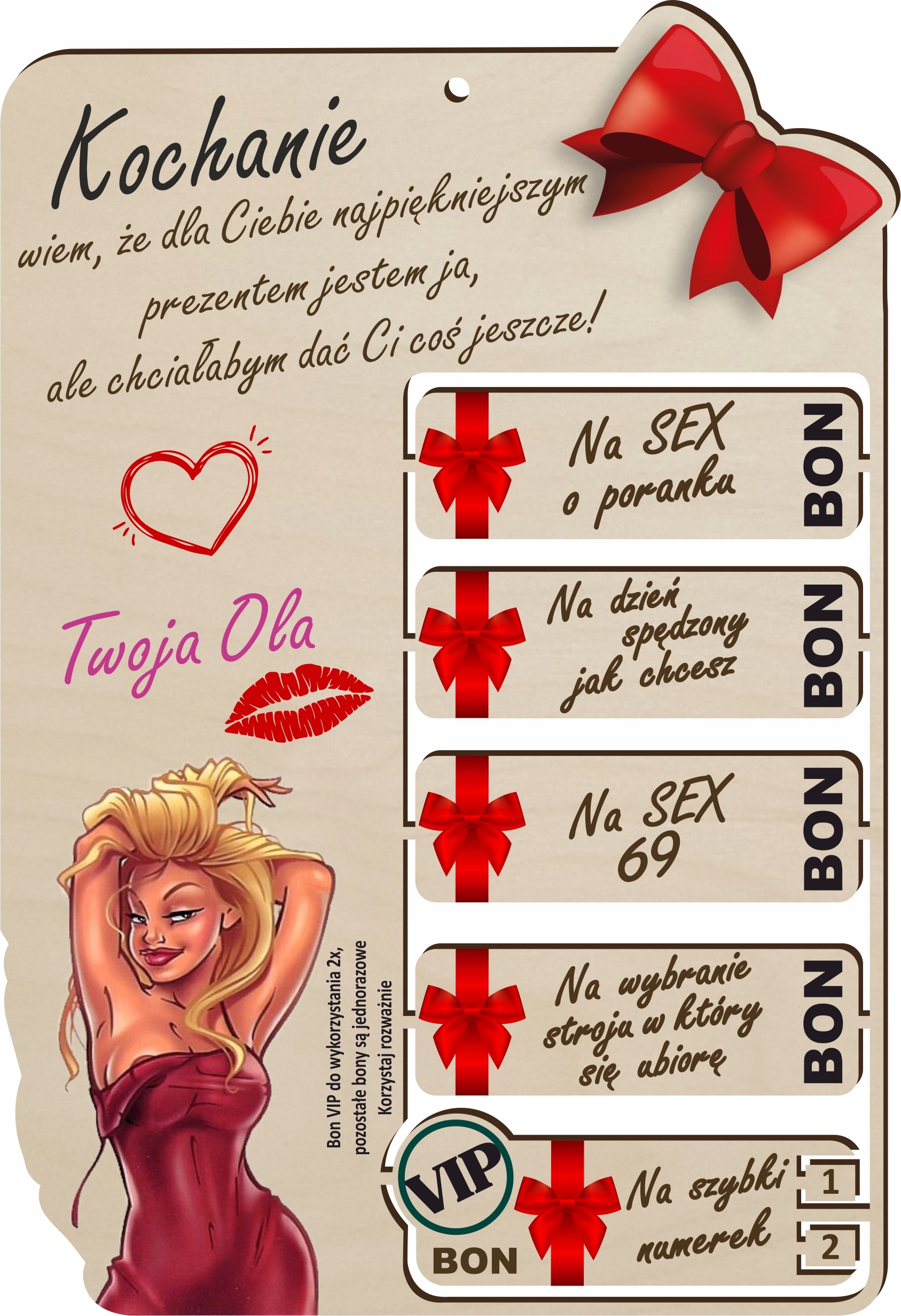 

na walentynki bon kupon dla niego