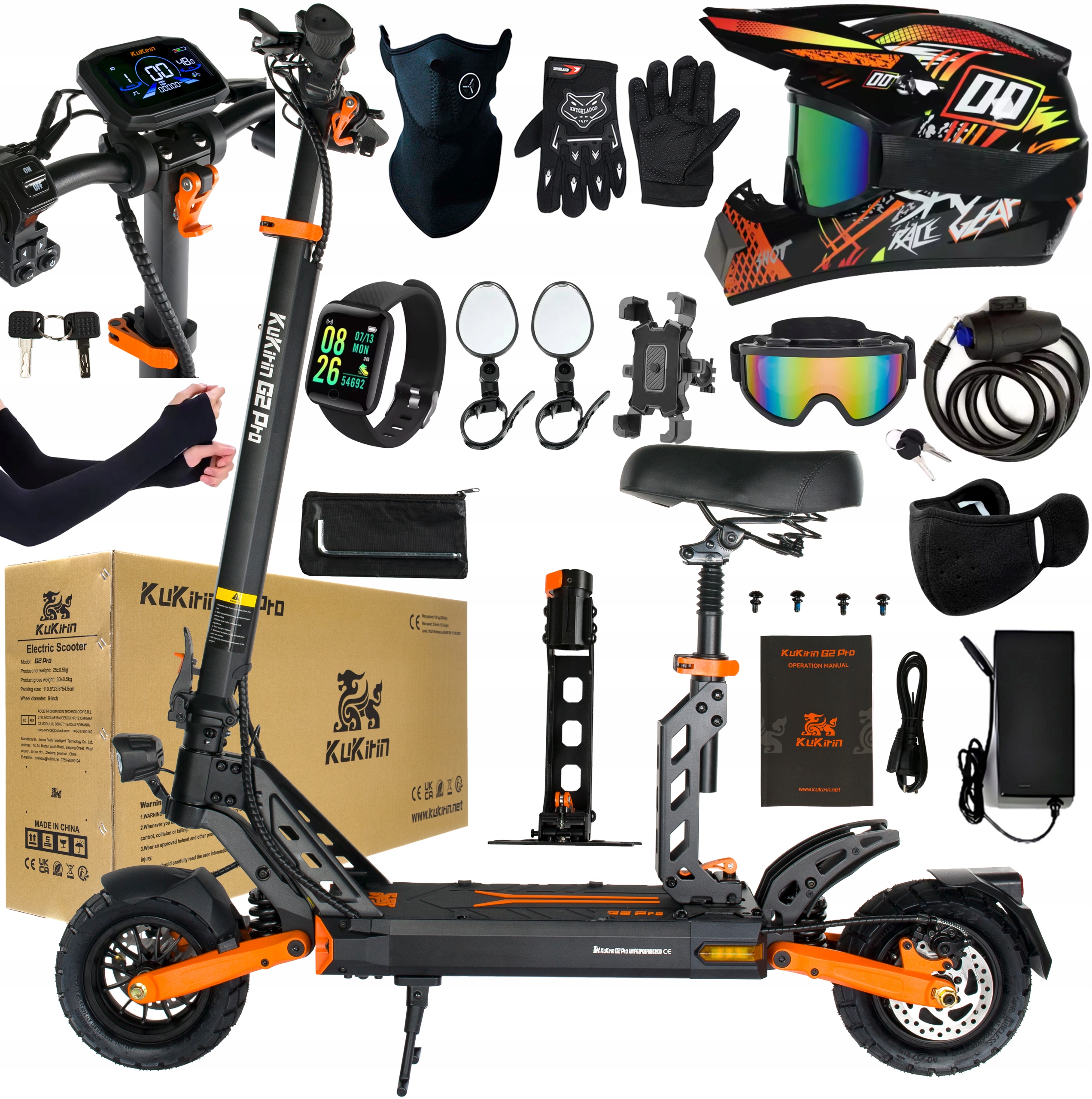 Pojazd elektryczny KuKirin G2 Pro 1000W 48V 15.6AH 58KM Skládací+10 Dárek