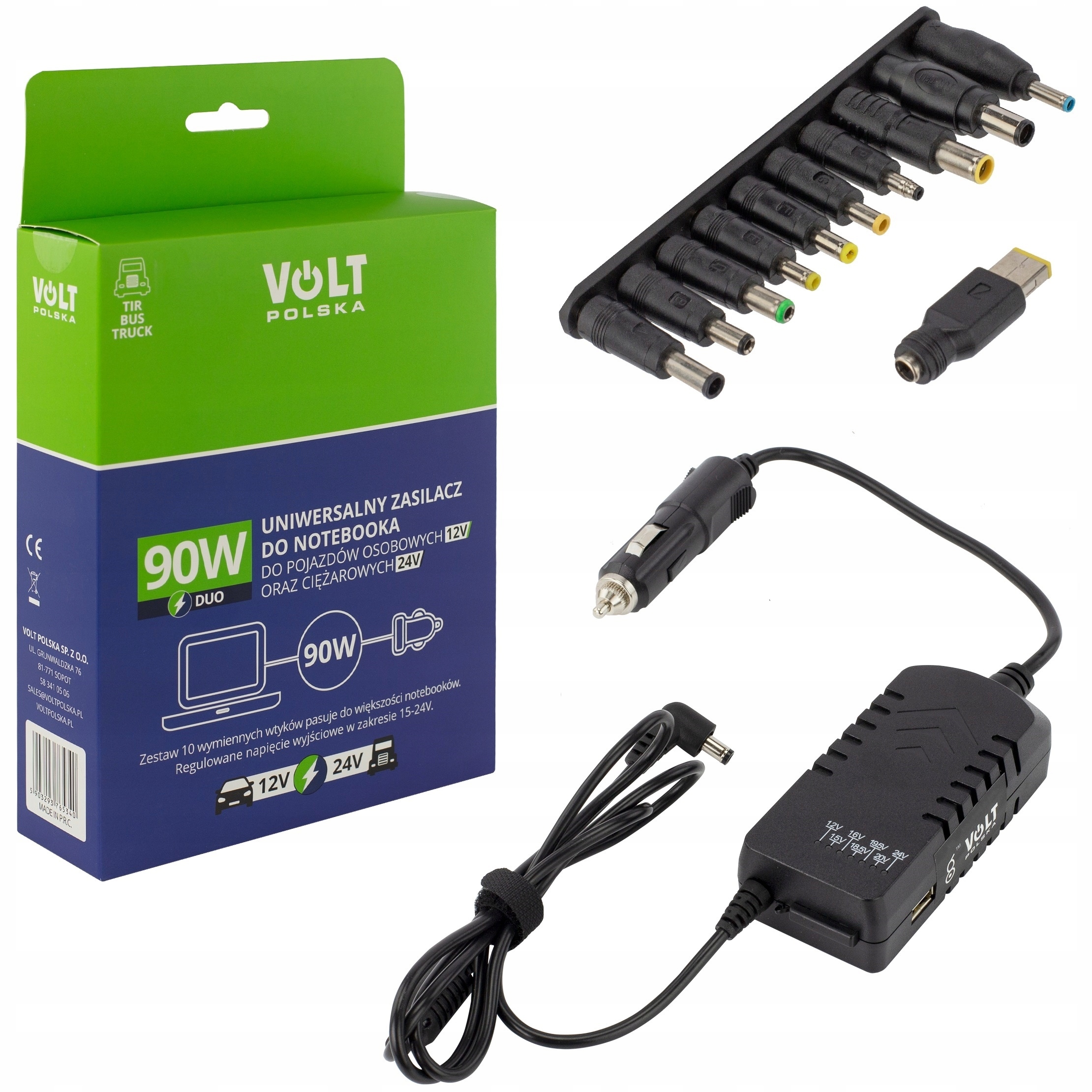 Ładowarka Samochodowa Zasilacz 12V 24V 90W Usb Tir