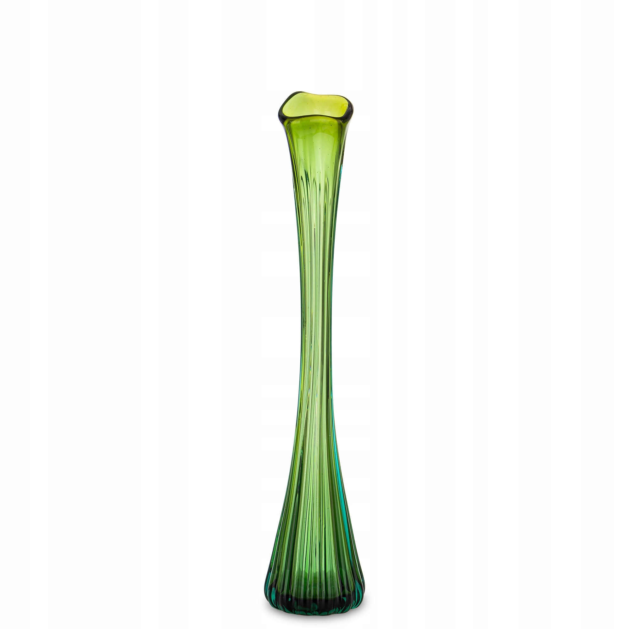 Dekorativní skleněná váza zelená 55 cm flakonek na tulipánovou růži