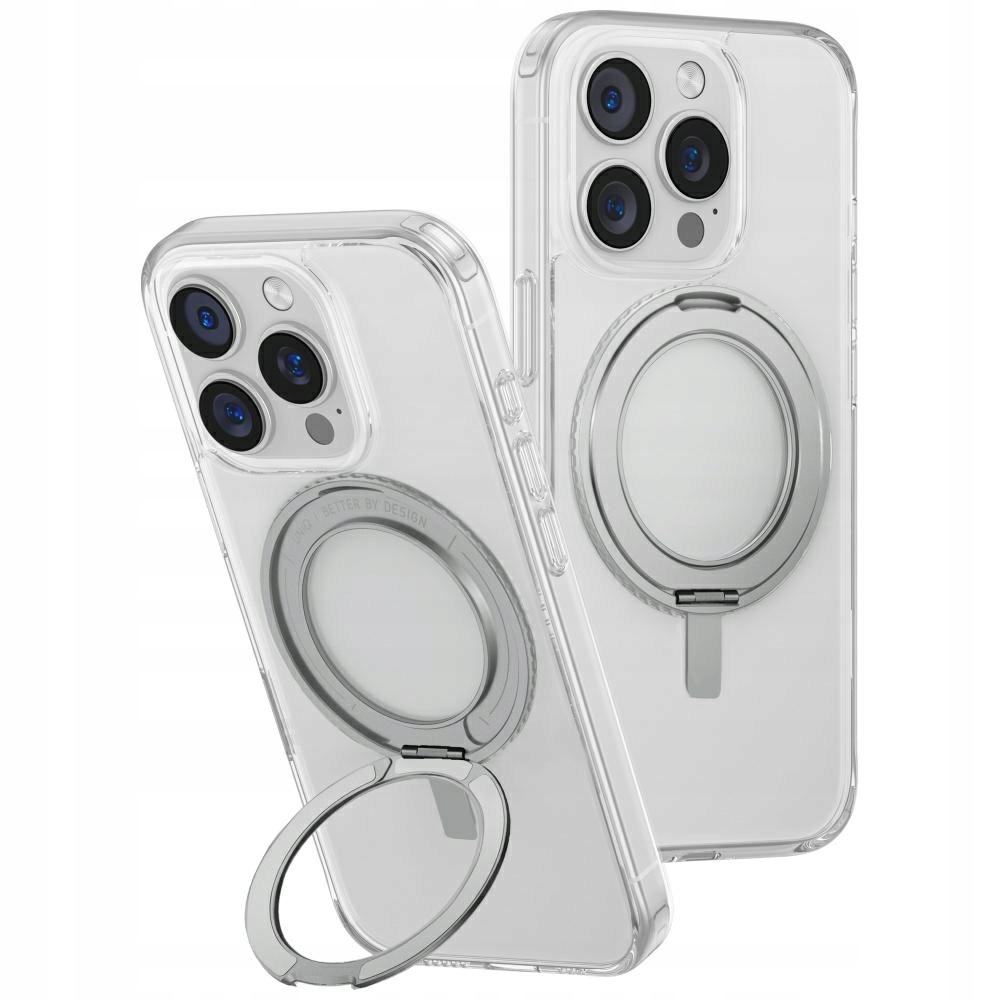 Pouzdro Uniq Swivix pro iPhone 16 Pro 360 Rotating Kickstand průhledný