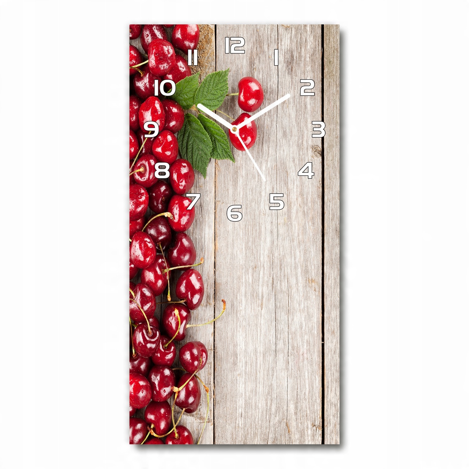 

Piękny szklany zegar ścienny Wiśnie 30x60 pionowy