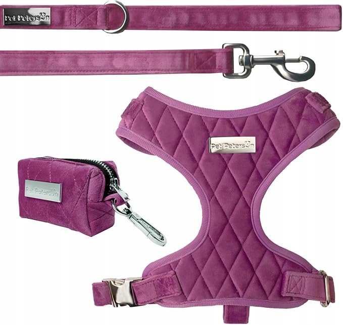 Levně Sada 3dílných postrojů pro malé psy, sametový fialový vel. M