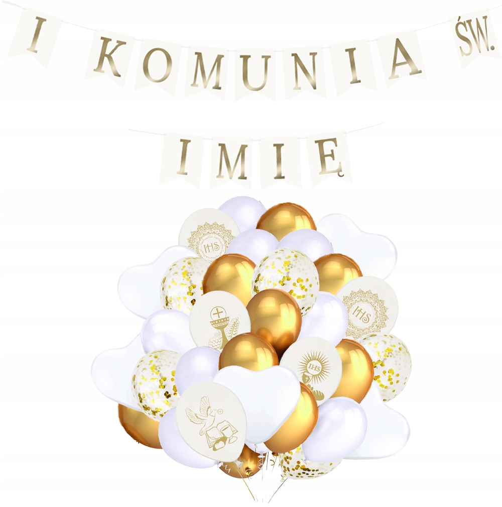 

Zestaw Komunia Komunijny Balony Baner z Imieniem