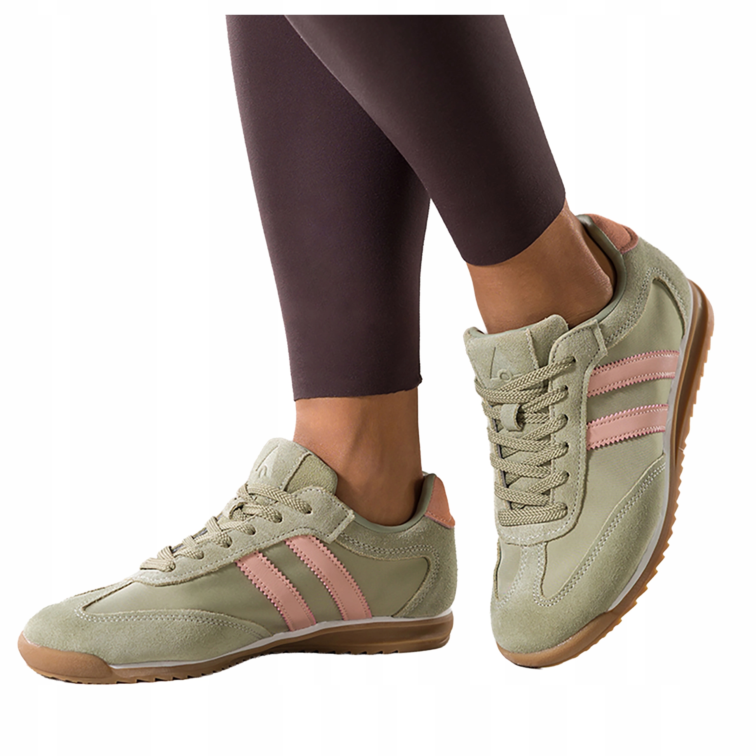 Sneakersy Zelené Dámské Sportovní Drážkované Podrážka Šněrovací Modne vel. 38