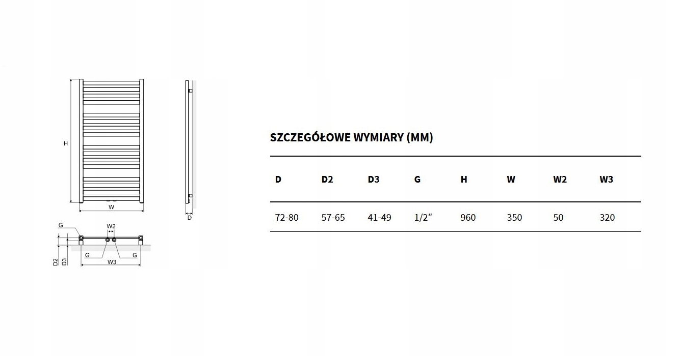 EXCELLENT HOROS grzejnik łazienkowy 96 x 35 czarny Marka Excellent