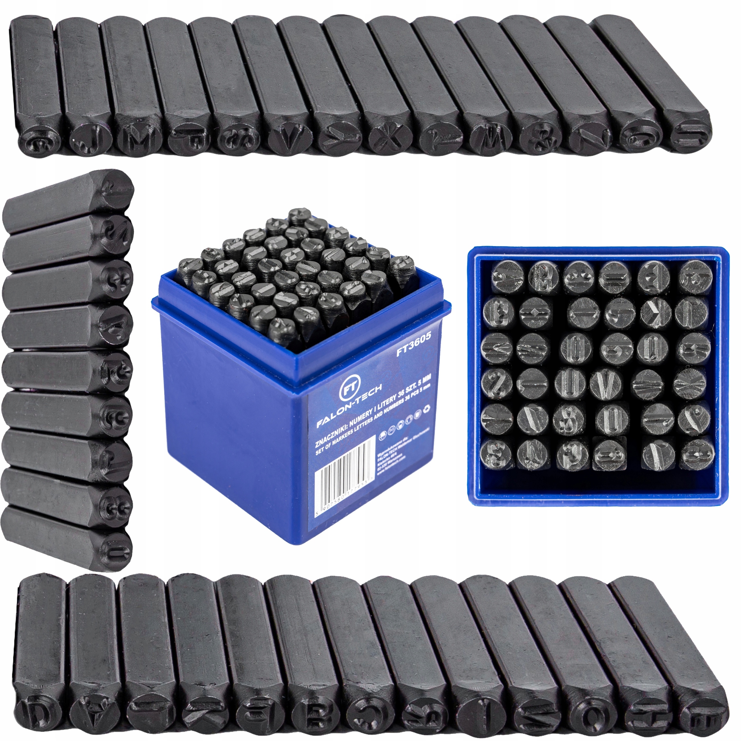 Znaczniki Numeratory Stemple Wybijaki Alfabet Litery Cyfry 36el 5mm