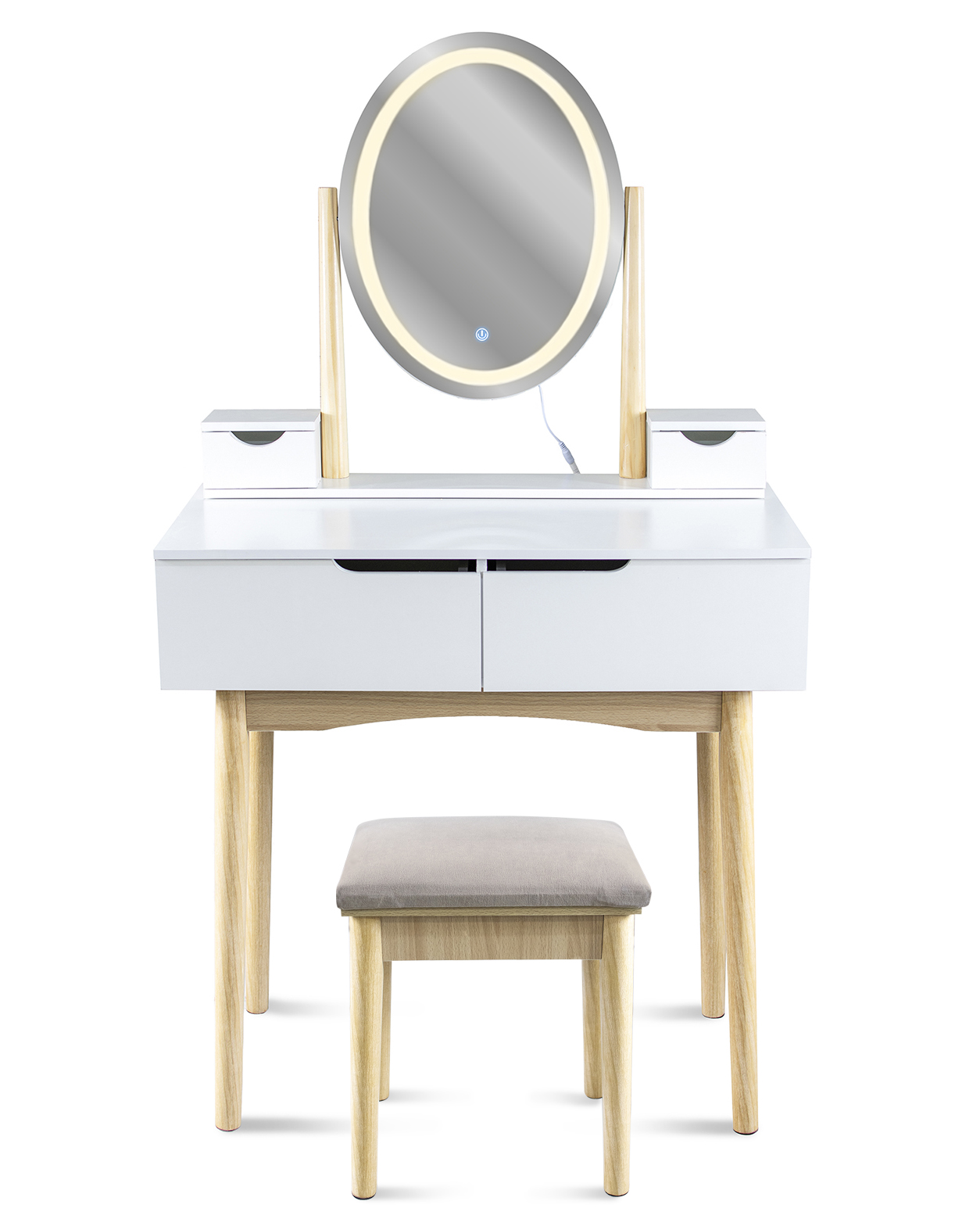 Škandinávsky toaletný stolík pre dievčatá s Led kozmetickým zrkadlom