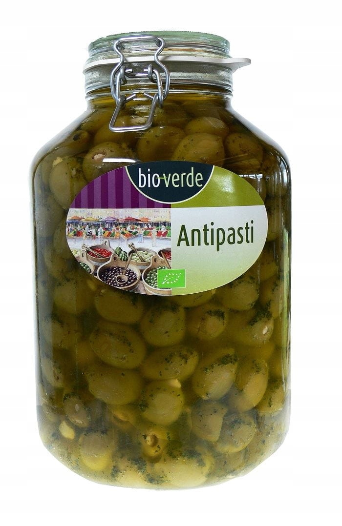 Levně Zelené Olivy Plněné Mandlemi S Bylinkami V Bio Oleji 4,75 kg (sklenička)