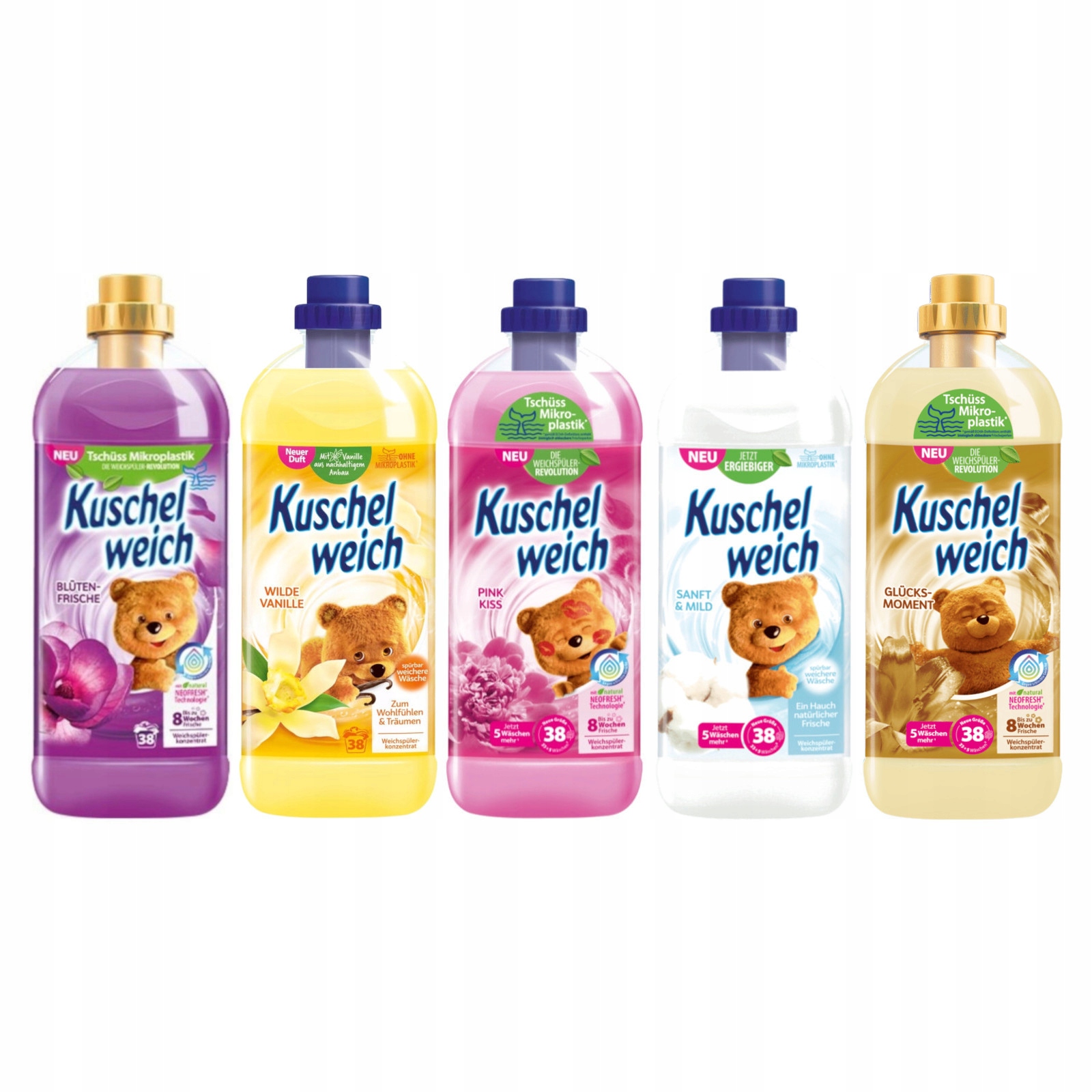 Tekutá aviváž Kuschelweich Sada mix 5 x 1 l (5 x 38 praní)