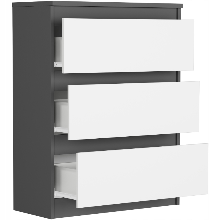 Modna DUŻA KOMODA 3 SZUFLAD SZAFKA PL R-3 ANTRACYT MIX
