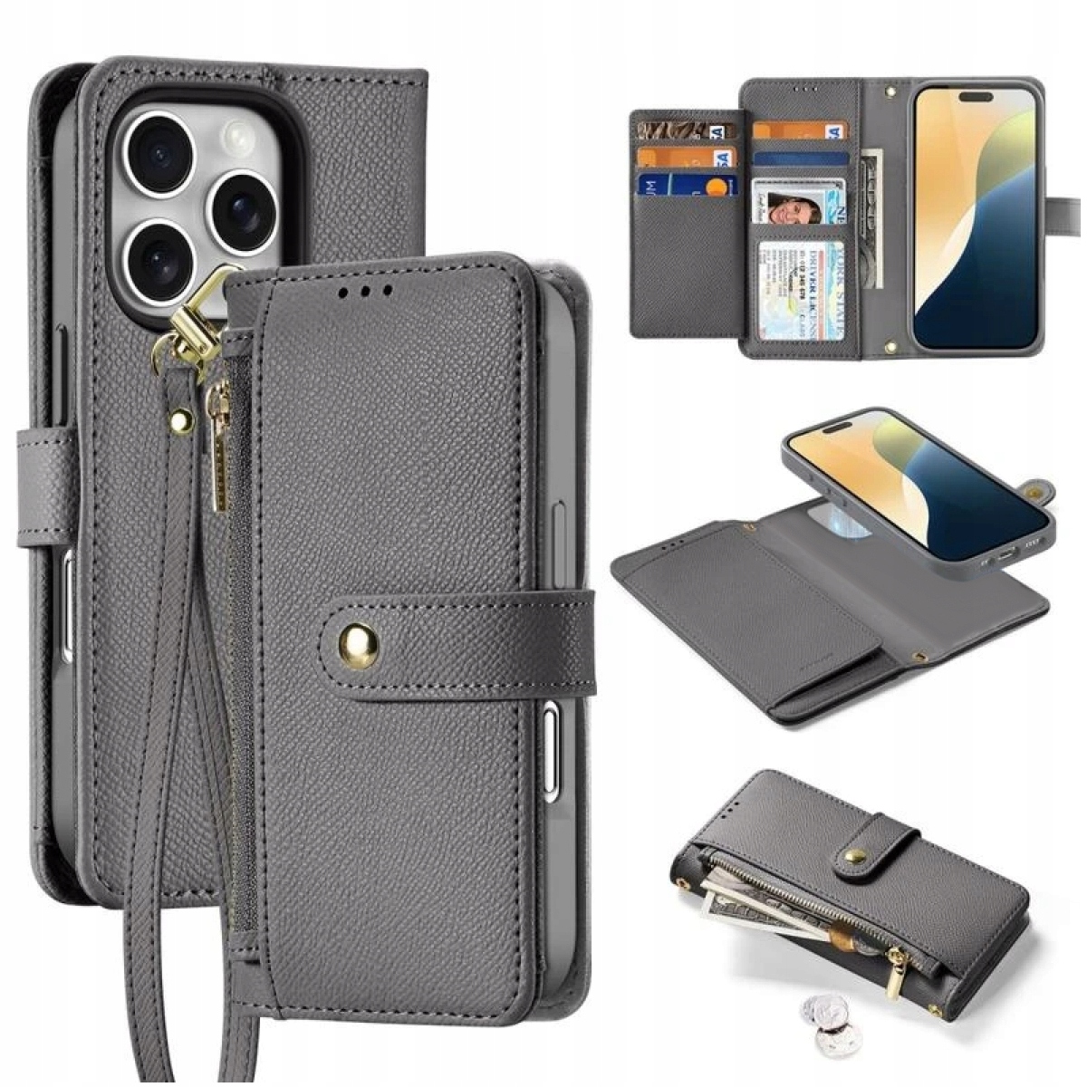 Etui skórzane Dux Ducis Lawa na iPhone 16 Pro z odłączanym portfelem