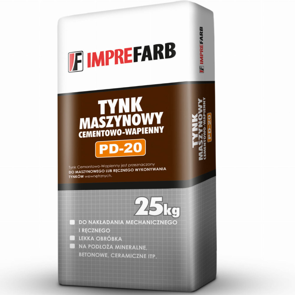 Tynk cementowo wapienny PD-20 maszynowy 25kg IMPREFARB