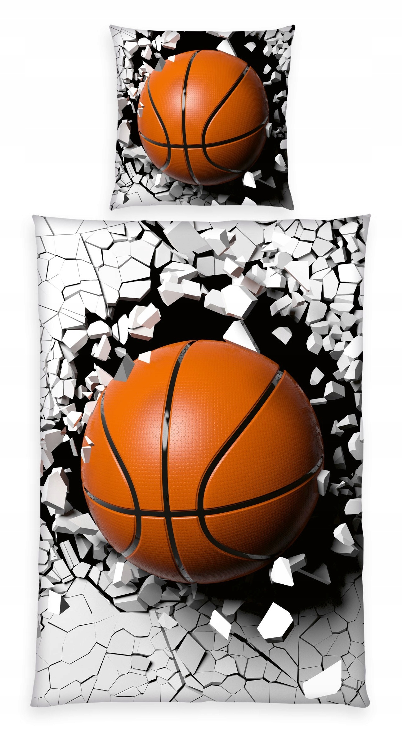 Pościel Bawełniana 140x200 Koszykówka 3D Sportowa Komplet 135x200