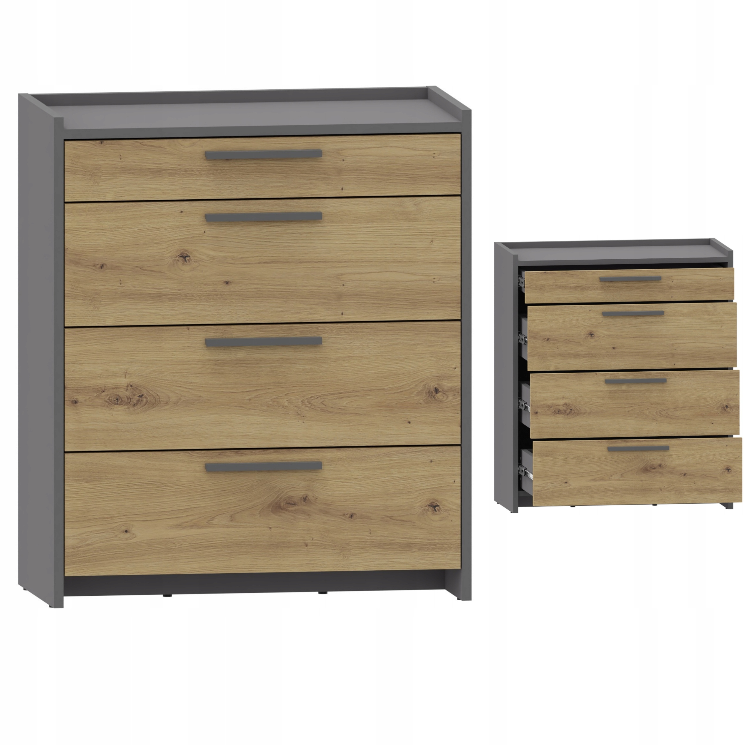 Komoda Altivo Com 70 3SW1SN artisan-antracitová, veľká skrinka, 4 zásuvky na oblečenie