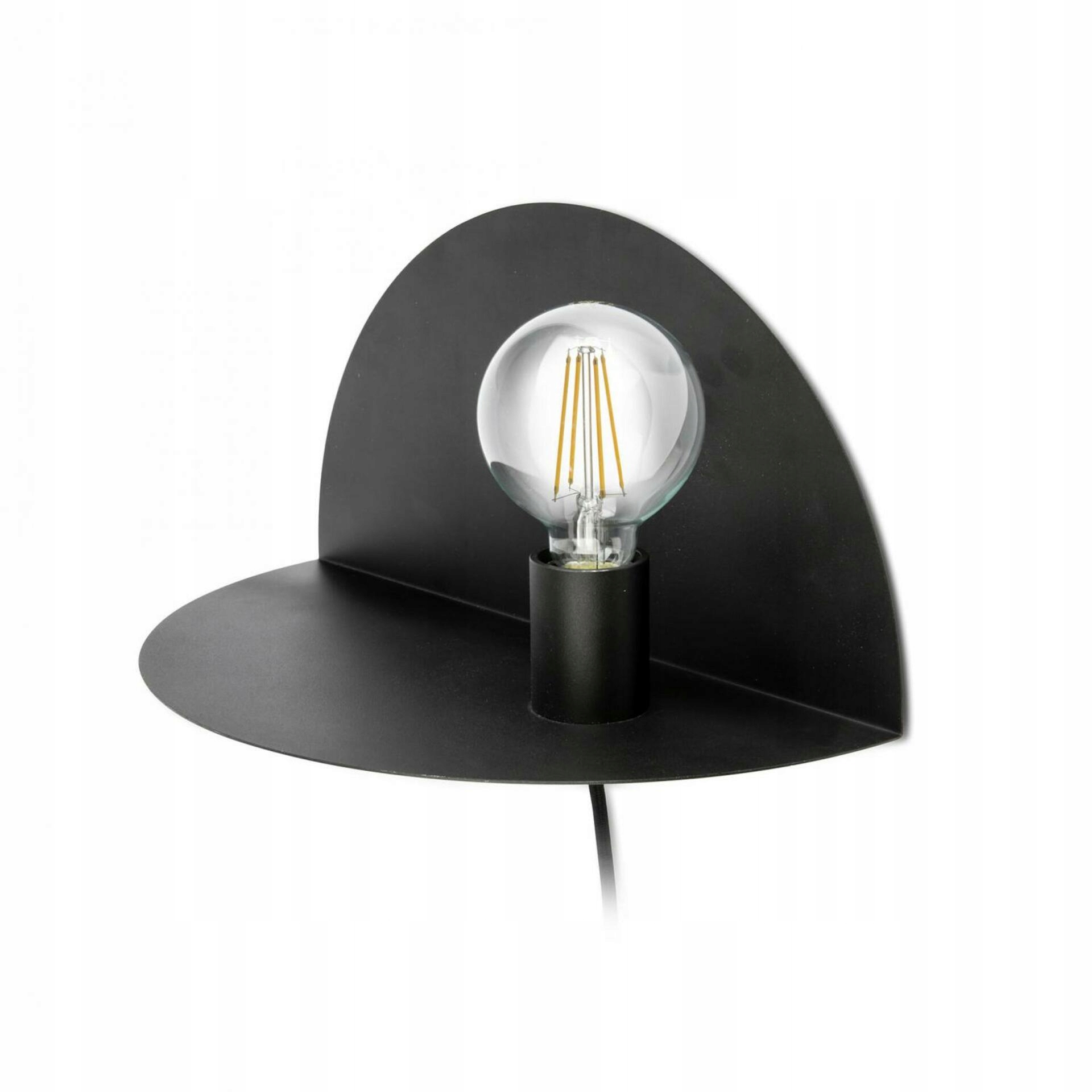 Faro Nit Right nástenná lampa čierna s poličkou, E27, moderný design