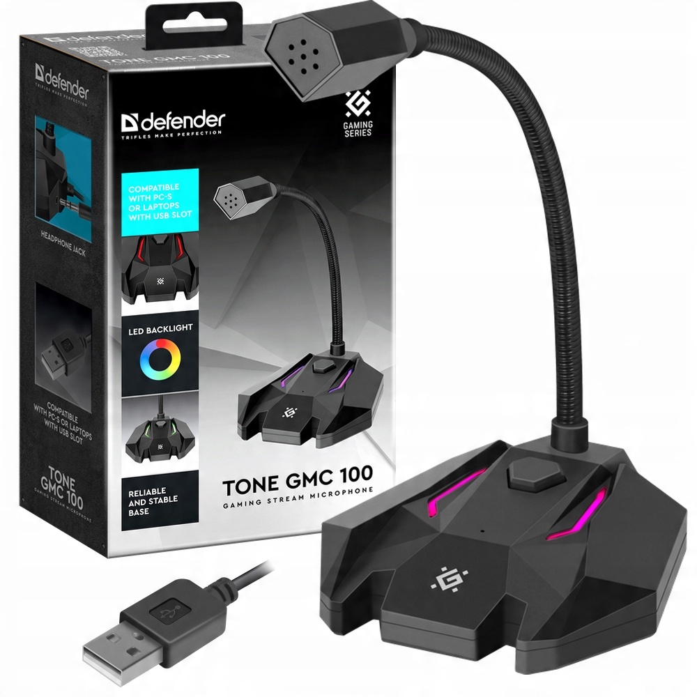 

Mikrofon Gamingowy do Komputera Usb Led Stojący