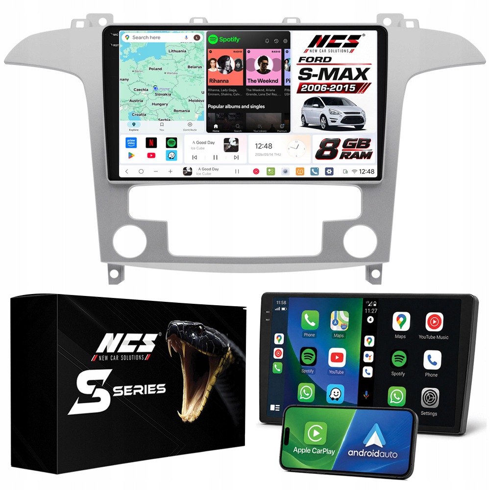 Rádio Navigace Ncs DS9 Ford S-Max 2006-2015 Android 8GB Lte 9″