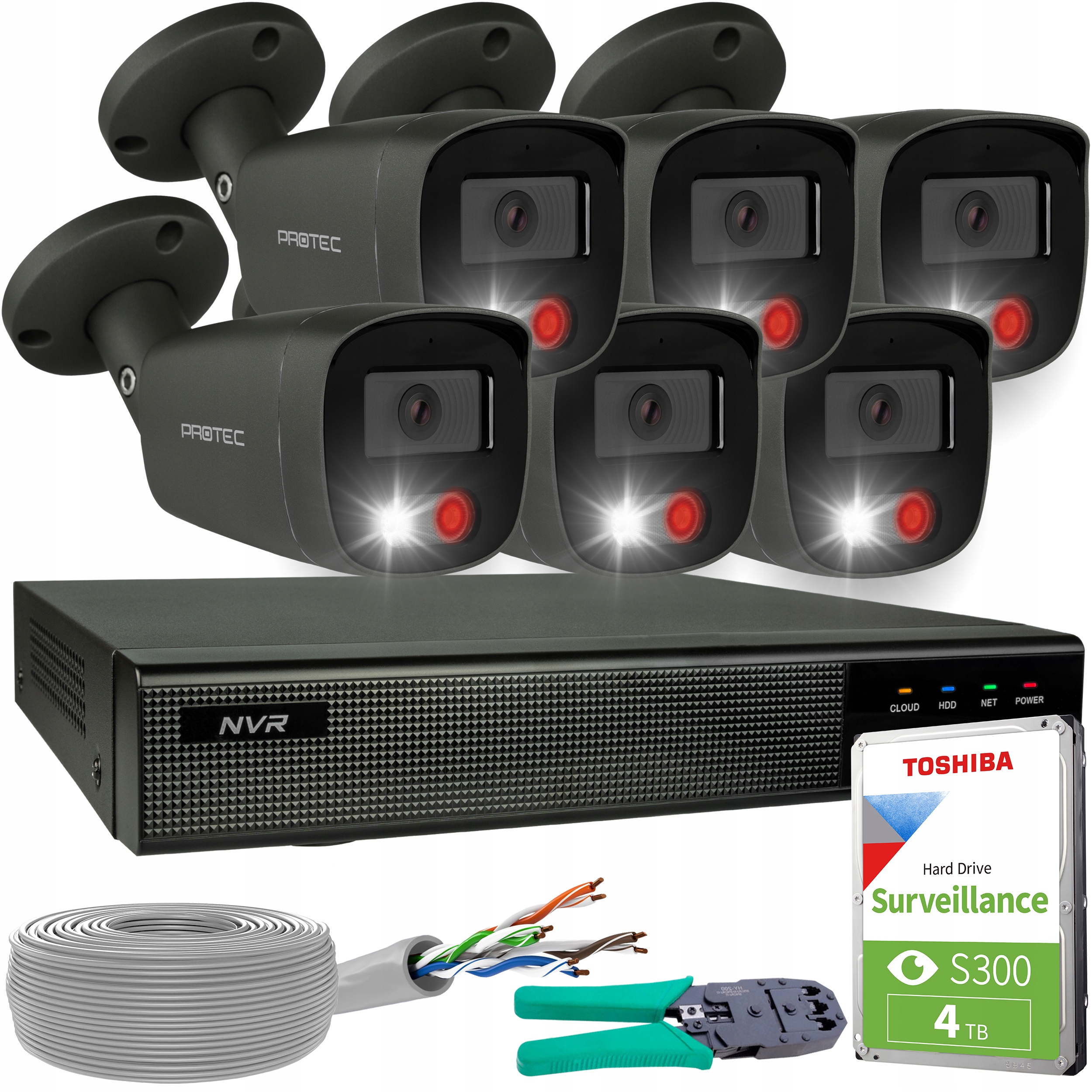 Sada pro monitorování 6 kamer 4K 8Mpx Ip PoE detekce Hdd 4TB