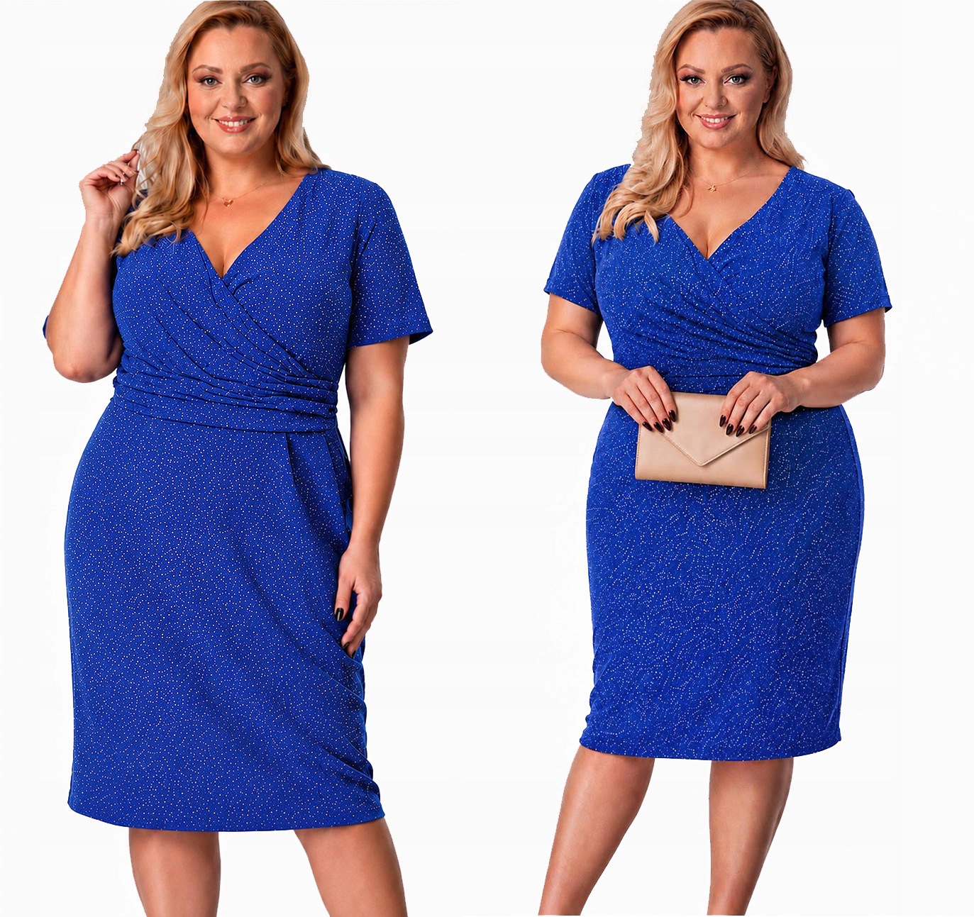 Se Stříbrnou Nití Elegantní Šaty Obálková na Svatební Hostina (48-56) 5XL 50