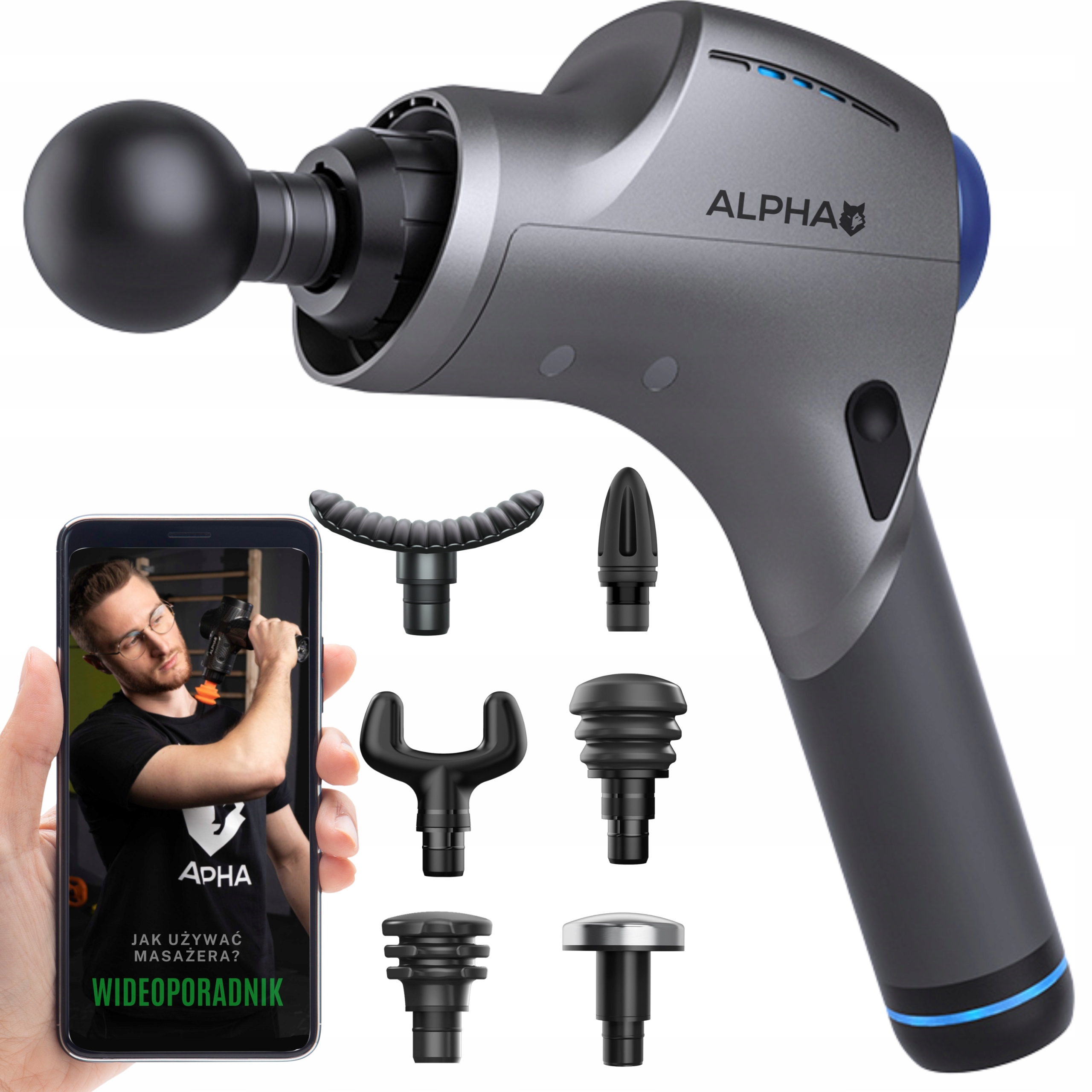 PISTOLET DO MASAŻU MASAŻER DO PLECÓW CIAŁA MASSAGE GUN PRO ALPHA