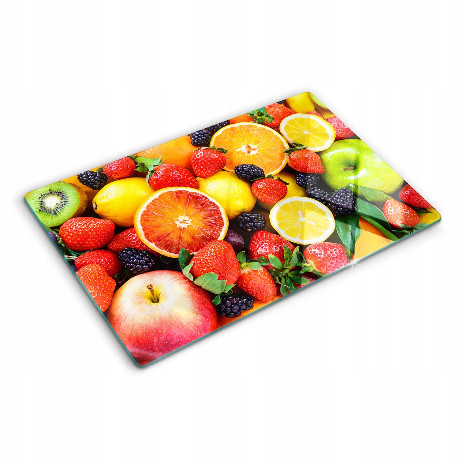 Skleněná kuchyňská deska na servírování s grafikou Barevné ovoce 80x52 cm