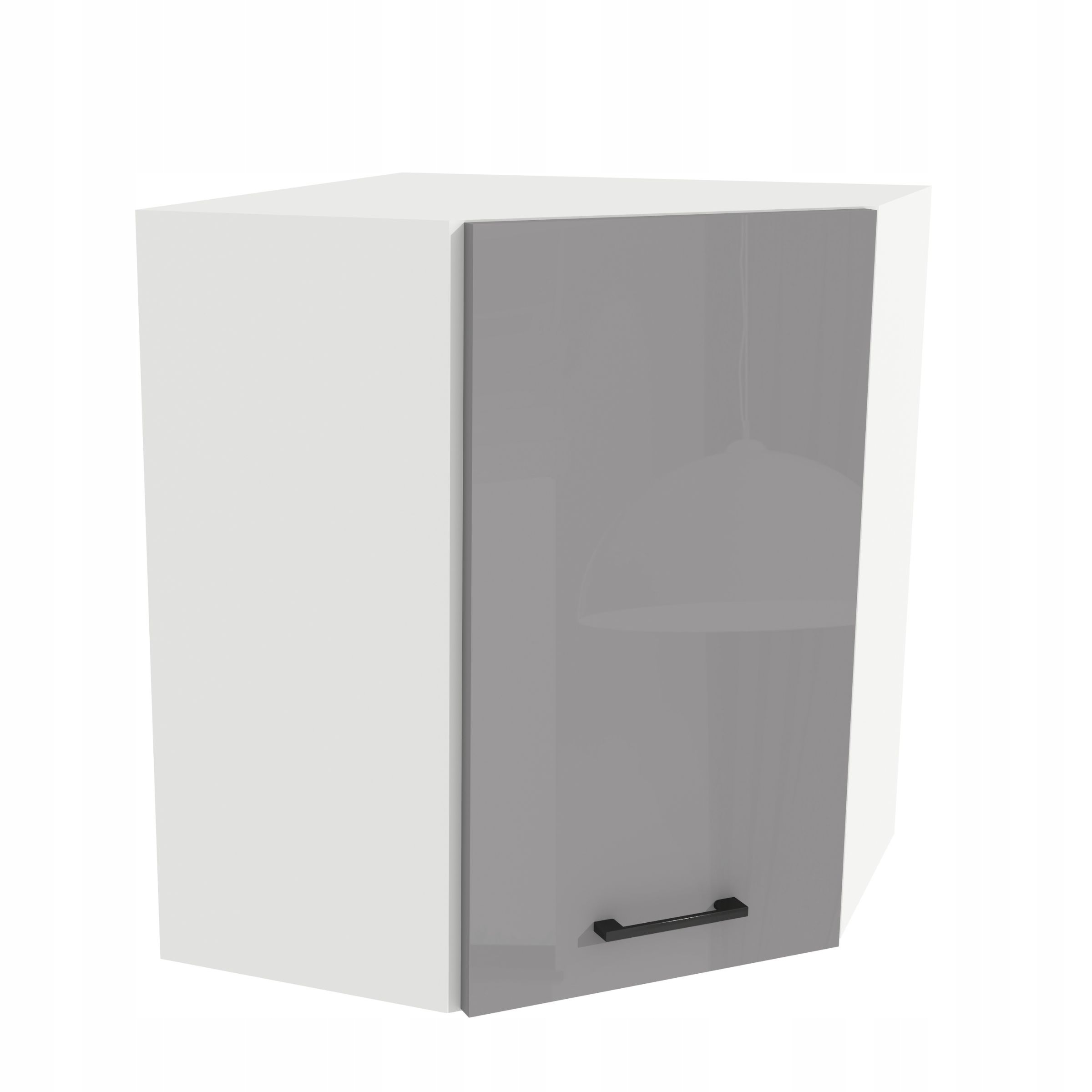 Horná rohová kuchynská skrinka 60/72 Capri Biela predná časť Sivý Akryl Lesk