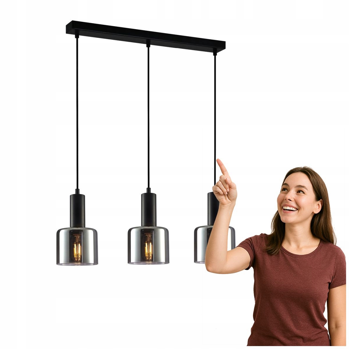 Moderní závěsná lampa Santia 3xE27 Černá, nastavitelná Italux