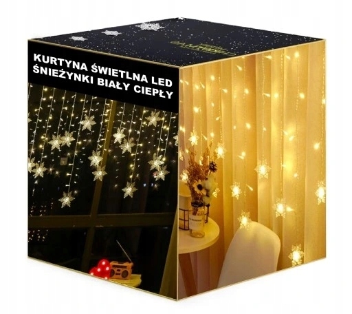 

Płatka Śniegu Lampki Kurtyna Świetlna Led 3,5M
