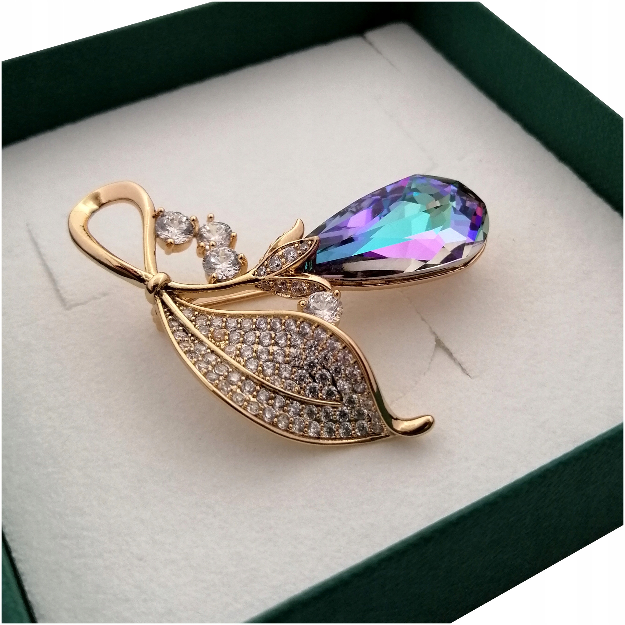 Zlatá Brož Sapphire Crystal Dárek Gravírování