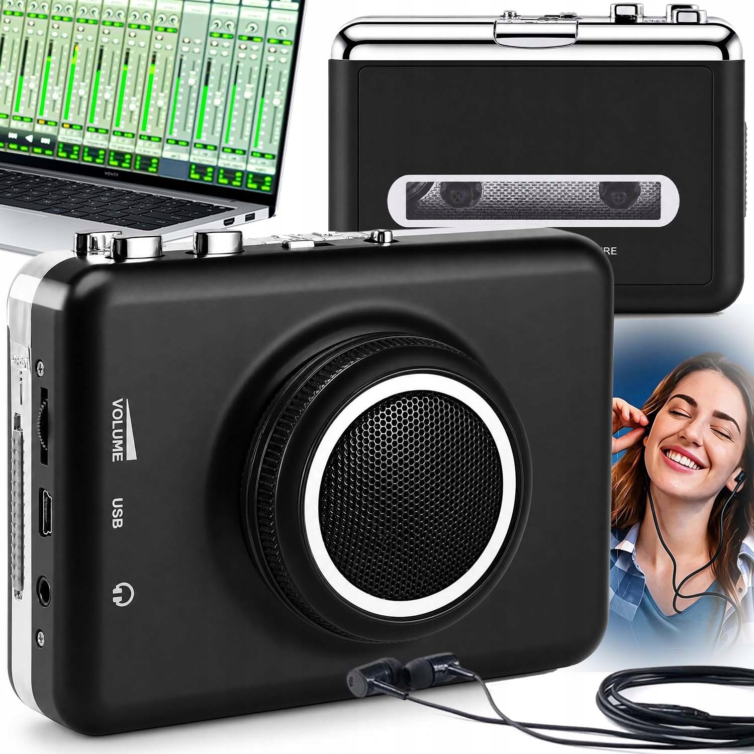 Kazetový Přehrávač Walkman A Konvertor Kazet Na MP3 Usb Mini Rekordér