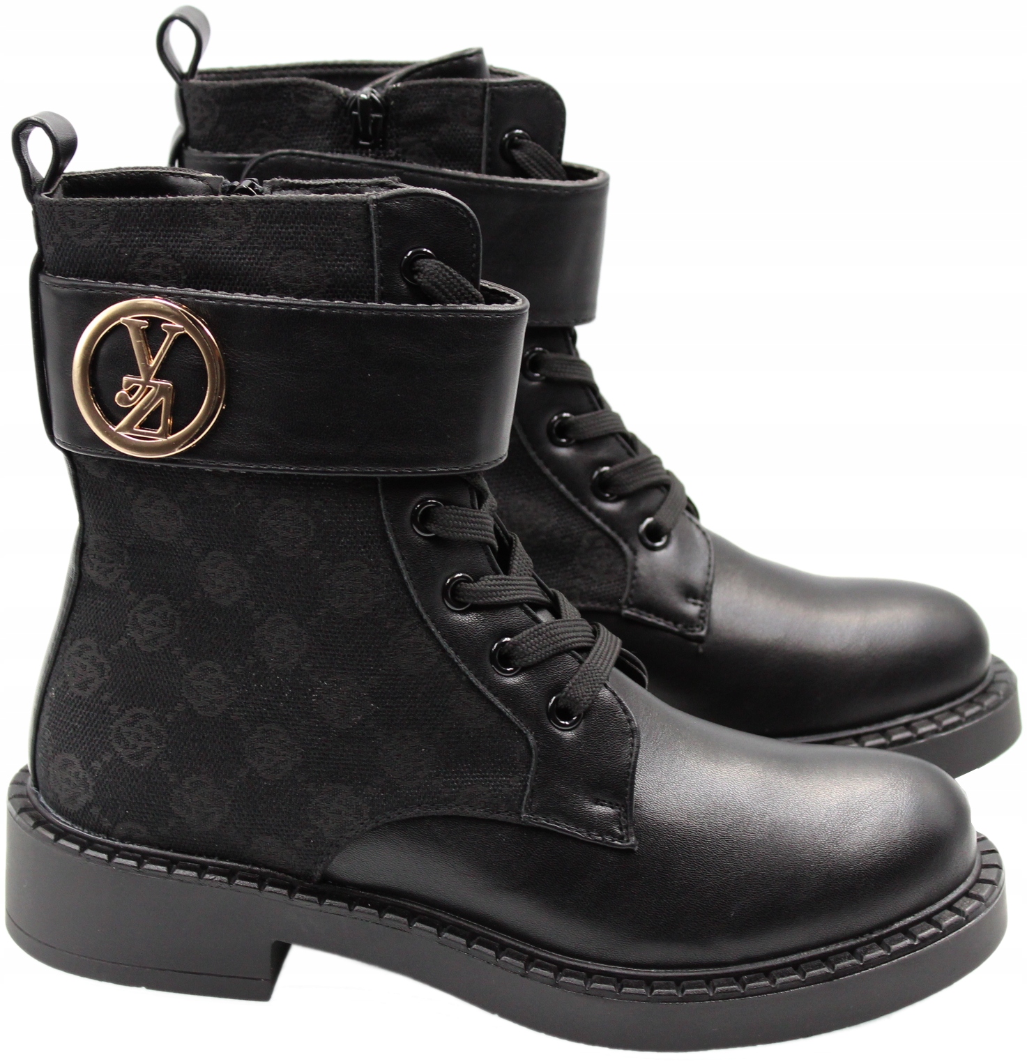 BOTKI DAMSKIE CZARNE WORKERY EKOSKÓRA 36 Wysokość obcasa/platformy 4 cm