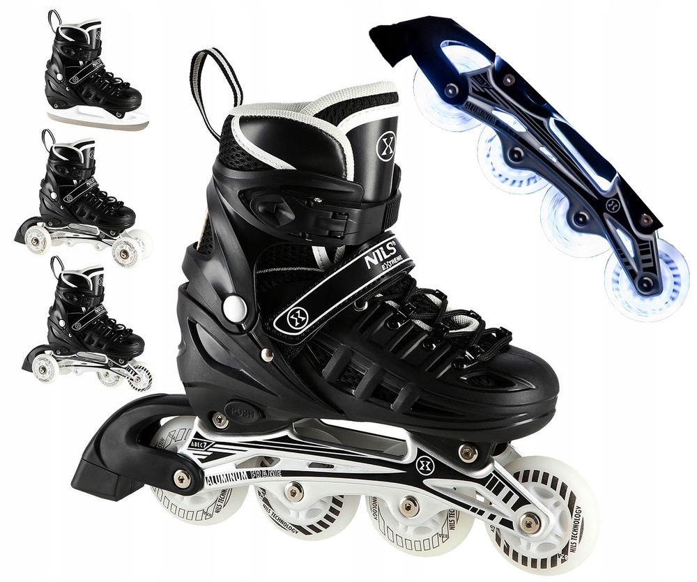 Hokejové Brusle Nastavitelné kolečkové brusle pro děti Led 4v1 s vyměnitelnou čepelí Nils