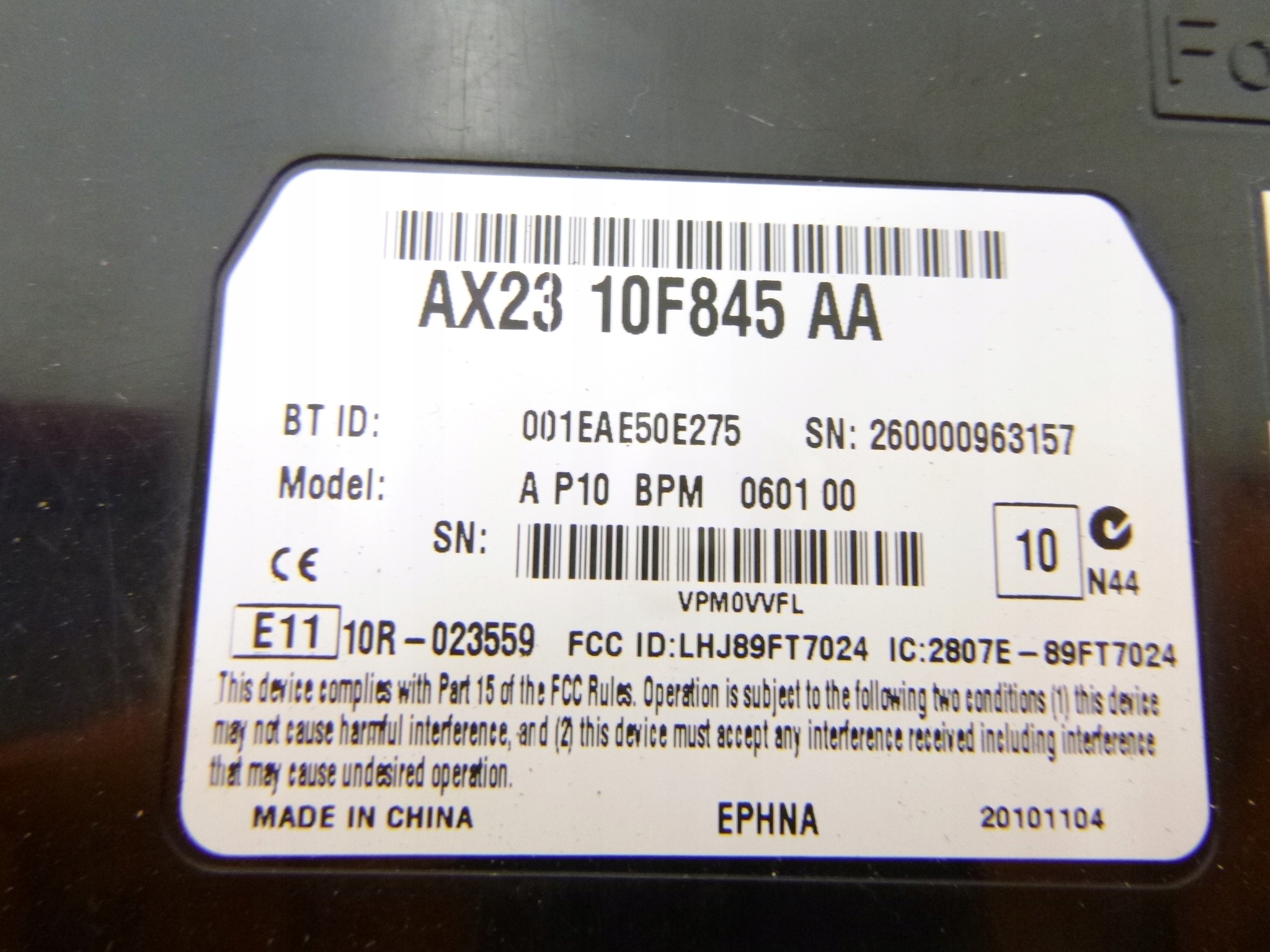 modulo Bluetooth LAND ROVER FREELANDER 2 II JAGUAR 2011 AX23 10F845 AA