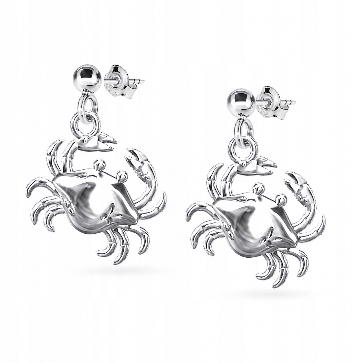 Krab Kraby Symbol obnovy a síly Stříbrné náušnice na tyčkách stříbro 925