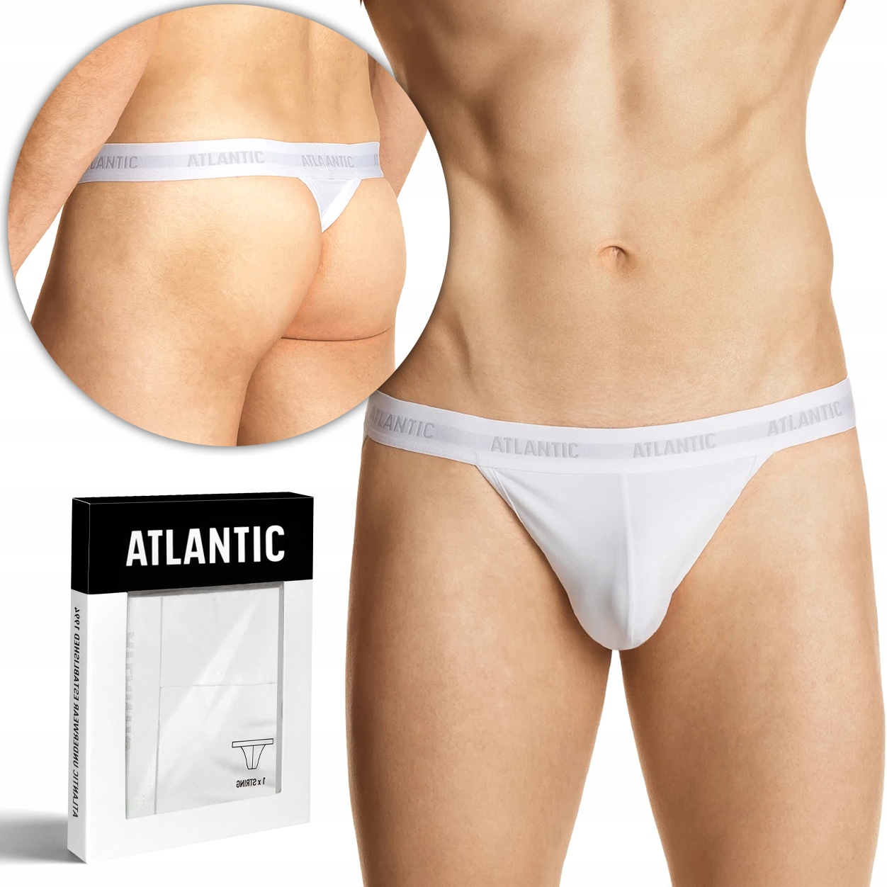 Tanga pánské Atlantic 1572 nízký pas Netlačící Guma Slipy bavlna XL