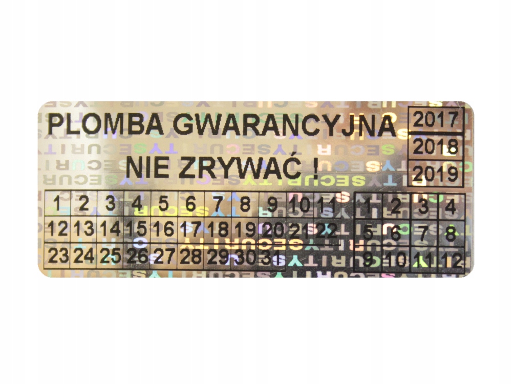 

Plomby Gwarancyjne Stickery 50x20 Hologram 250SZT