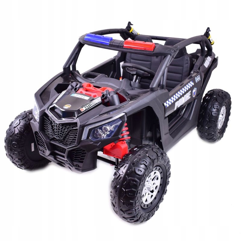 MEGA BUGGY UTV POLICJA TURBO R FOX DLA 2 DZIECI 4X Kolor Czarny
